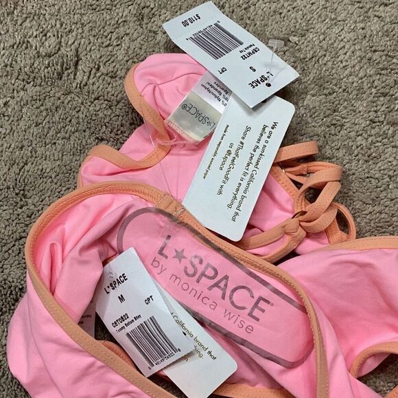 NEW. L*SPACE pink teeny bitsy bikini set. S-top/M-bottom. Retails $209 - Picture 11 of 11